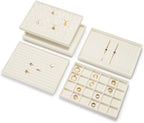 Jewelry Ring Display Tray Beige Microfiber Ring Earrings Display Organizer Tray