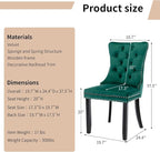 Modern Dining Chairs Set of 4, Tufted Upholstered Dining Chair with Solid Wood Legs, Green Velvet Accent Chair, Sillas de Comedor, 4 Dining Chairs (Green, Velvet, 4Pcs)