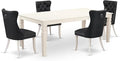 East West Furniture LGDA5-LWH-12 5 Piece Dinette Set Contains a Rectangle Kitchen Table with Butterfly Leaf and 4 Polyester Fabric Upholstered Chairs, Linen White