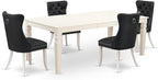 East West Furniture LGDA5-LWH-12 5 Piece Dinette Set Contains a Rectangle Kitchen Table with Butterfly Leaf and 4 Polyester Fabric Upholstered Chairs, Linen White