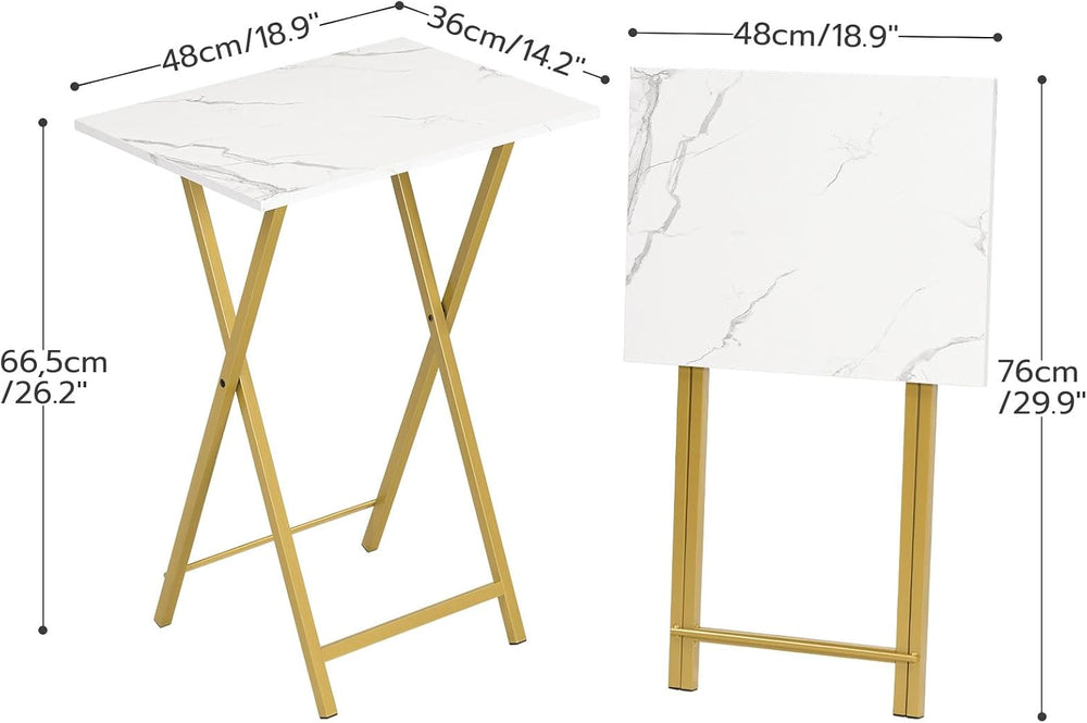HOOBRO Folding TV Tray Tables, Set of 2 Side Table for Small Space, Industria...