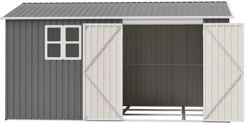 10x12 FT Outdoor Metal Storage Shed, Large Garden Tool Shed with Window & Metal Frame Floor for Patio Storage