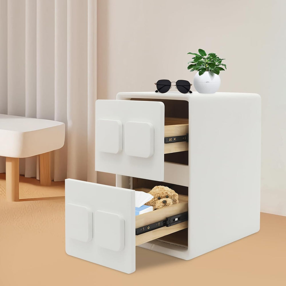 Modern Minimalist End Table, with 2 Drawers Bedside Table, Bedside Nightstand...