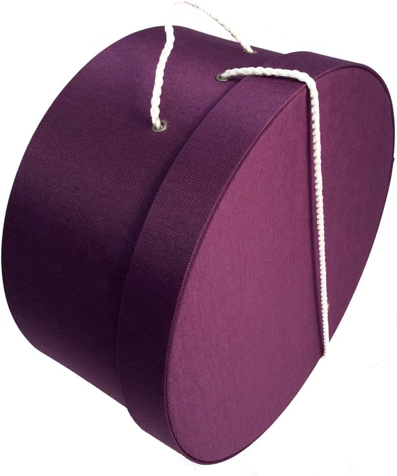 Sarah's Hat Boxes Classic Amethyst Hat Box – 12.75" x 6.5" (Dia. x Ht.) Handmade in USA – Odorless Non-Toxic Adhesive, Cording Handle – Premium Storage for Hats & Accessories