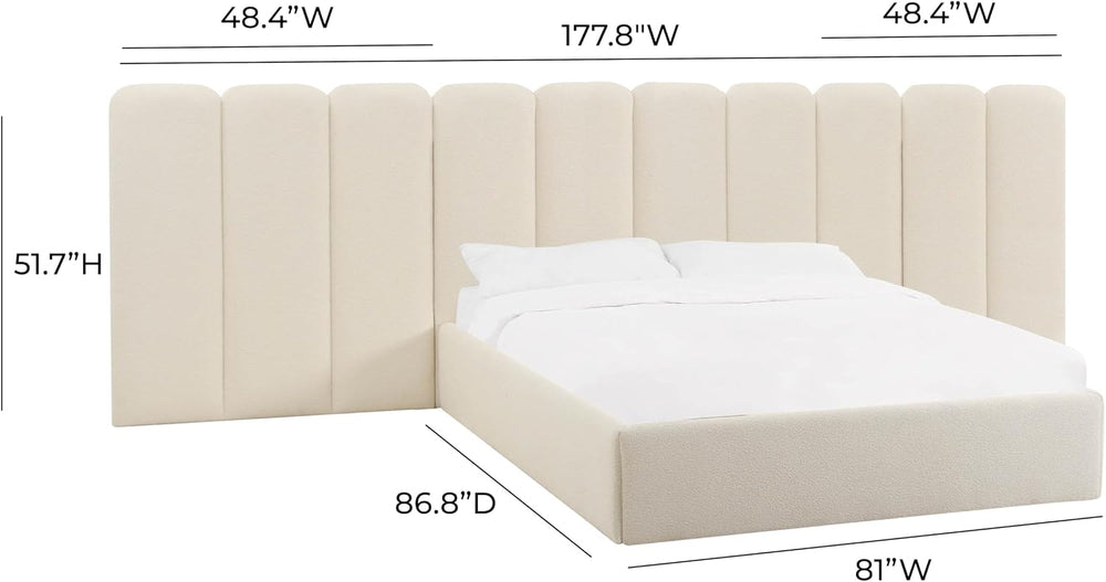 Tov Furniture Palani Cream Boucle Wings - Queen or King (Set of 2)