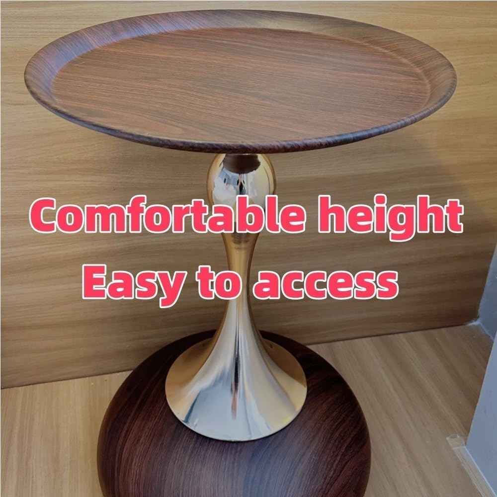 Metal Columns Table, Modern Round End Table, Small Dining Table, Simple Bedsi...