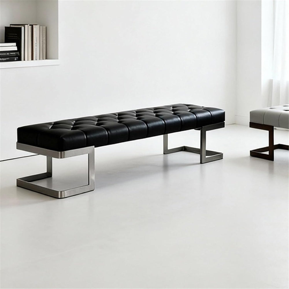 Modern Leather Bed end Stool Bedroom Dressing Room Living Shoe Changing Entry...