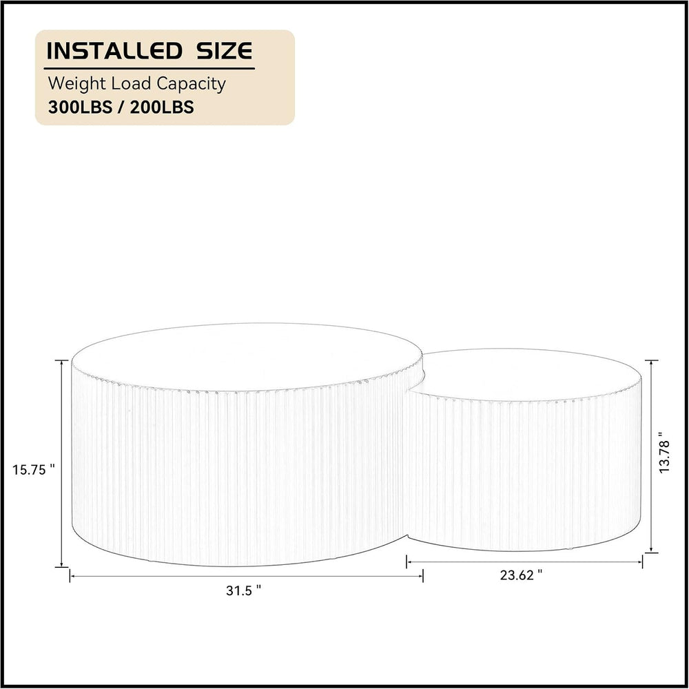 WILLIAMSPACE Nesting Coffee Table Set of 2, Round & Crescent Moon Wooden ...