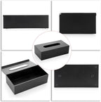 Sumnacon Rectangular Tissue Box Cover - Stylish Stainless Steel Tissue Box Holder, Modern Metal Facial Tissue Holder for Dresser Table Night Stand Bathroom Vanity Home Office Bar Decor, Black
