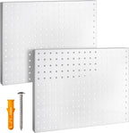 G.CORE Heavy Duty Metal Pegboard Organizer - Wall Storage Steel Peg Board Panels Set 1/4 inch Round Holes 17"x13" 2 Pack Garage Craft Tool Display Hanging Rack Organization Kit with Mounting Hardware