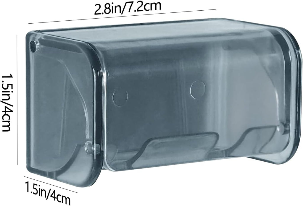 2 PCS Wall-Mounted Toothbrush Holder with Cover, 2-Slot Organizer for Bathroom, Shower, Dorm, Cabinet (Clear)