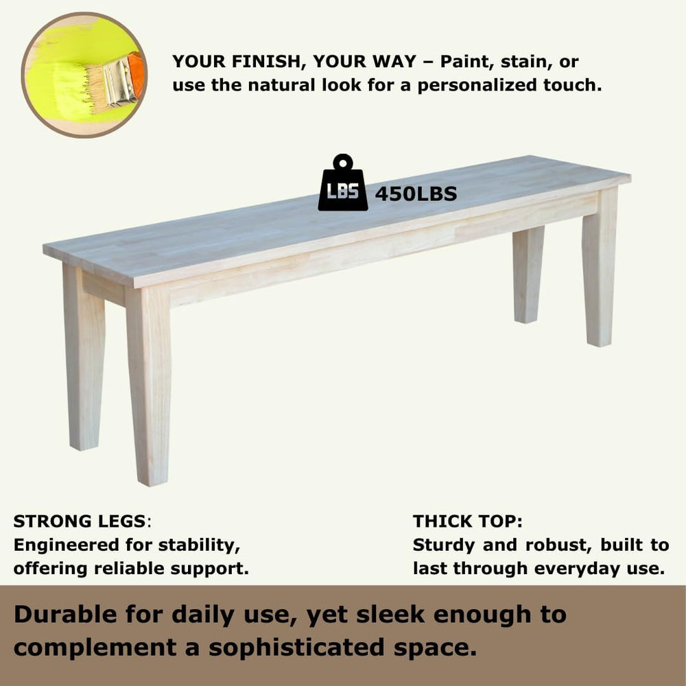 International Concepts Shaker Style Bench Unfinished