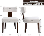 Mid Century Modern Dining Chairs Set of 2, Upholstered Wooden Dining Room Chairs, Farmhouse Kitchen Chairs, Accent Armless Side Chairs with Curved Back for Living Room, Cream Velvet, 2PCS