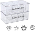 2 Pack Cookie Cutter Tool Storage Box,Cake Decorating Supplies Storage Accessories Bins,Baking Storages Containers with Dustproof Lid,Biscuits Cutter Organizer Storages with 8 Adjustable Compartment