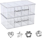 2 Pack Cookie Cutter Tool Storage Box,Cake Decorating Supplies Storage Accessories Bins,Baking Storages Containers with Dustproof Lid,Biscuits Cutter Organizer Storages with 8 Adjustable Compartment