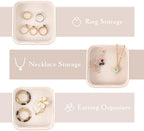 SANQIANWAN Set of 3 Small Stackable Jewelry Organizer Trays Mini Jewelry Drawer Oragnizer Small Jewelry Display Tray for Necklace Bracelet Rings Earrings and Makeup (White)