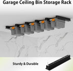 Heavy Duty Ceiling Storage Rack,Overhead Garage Storage Rack,Powder Coated Tote Storage Racks for Garages, Sheds, Storerooms (6 PCS, for 5 Bins)