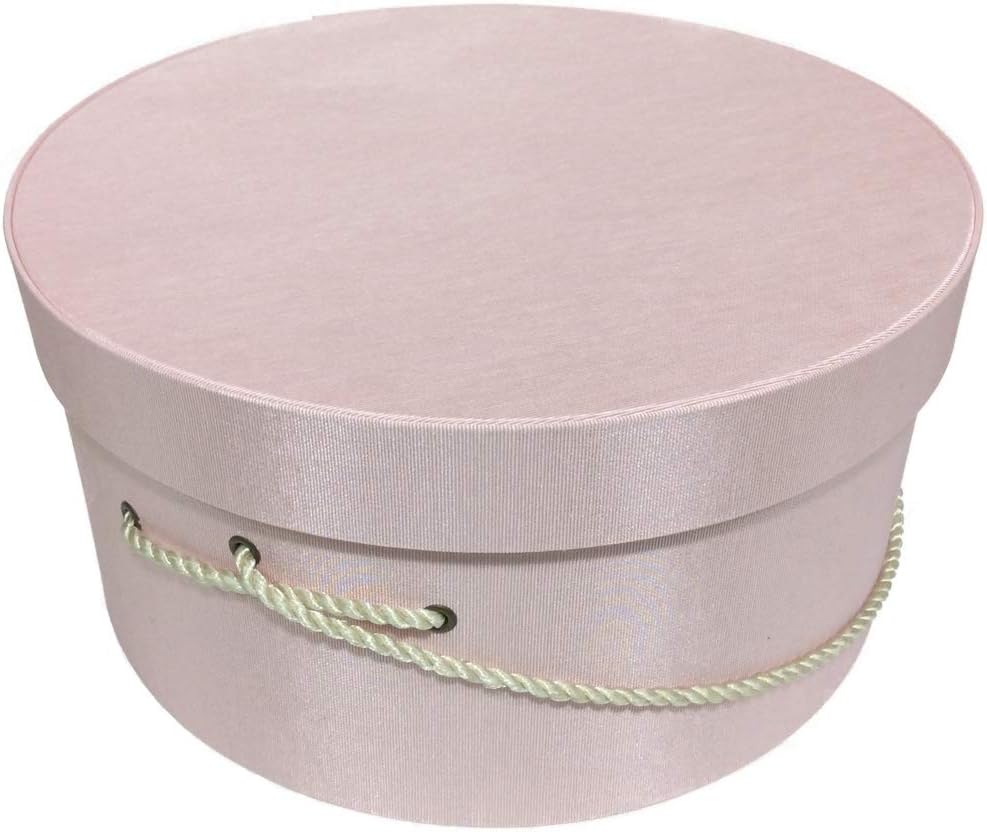 Sarah's Hat Boxes Classic Pink Hat Box – 16.75" x 8.5" (Dia. x Ht.) Handmade in USA – Odorless Non-Toxic Adhesive, Cording Handle – Premium Storage for Hats & Accessories