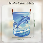 Laundry Baskets 15.7x19.7 Inch Large Dolphin Ocean Design Collapsible Laundry Hamper with Handles Oxford Fabric Clothes Storage Bin Foldable Dirty Clothes Organizer for Bathroom Bedroom Dorm