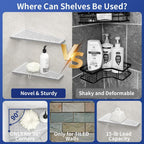 Corner Shower Shelf, 12" Trapezoid Grout in Shelf, 304 Stainless Steel Grid Design Recessed Bathroom Shelf for Tiled Wall