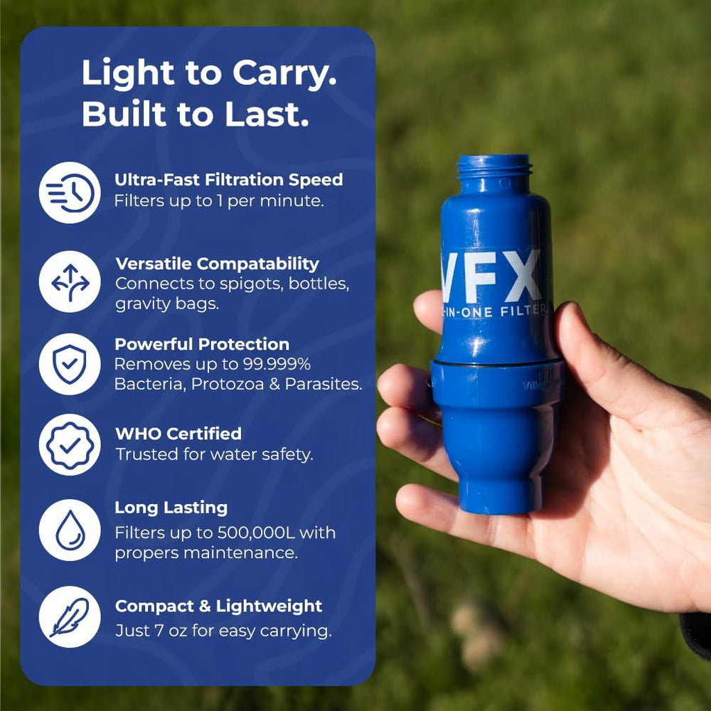 VFX All-in-One Portable Water Filter, Gravity System for Camping & Hiking