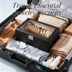 Delicate Jewelry Storage Box with Lock and Two Rolls Clear Lid Display Holder for Bracelet Watch Bangle Gift 10 * 7 * 3.7 Inches