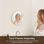 12 Inch Gold Round Bathroom Mirror Circle Wall Mirrors Brushed Metal Frame Anti-Rust Tempered Glass Mirror for Bathroom Bedroom Entryway Living Room