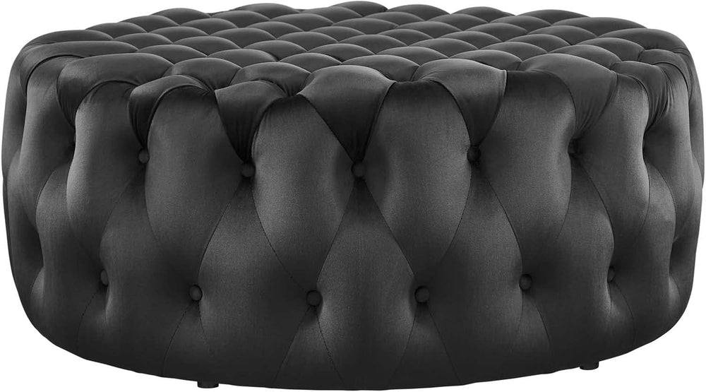 Modway Amour Tufted Button Large Round Performance Velvet Ottoman in Black