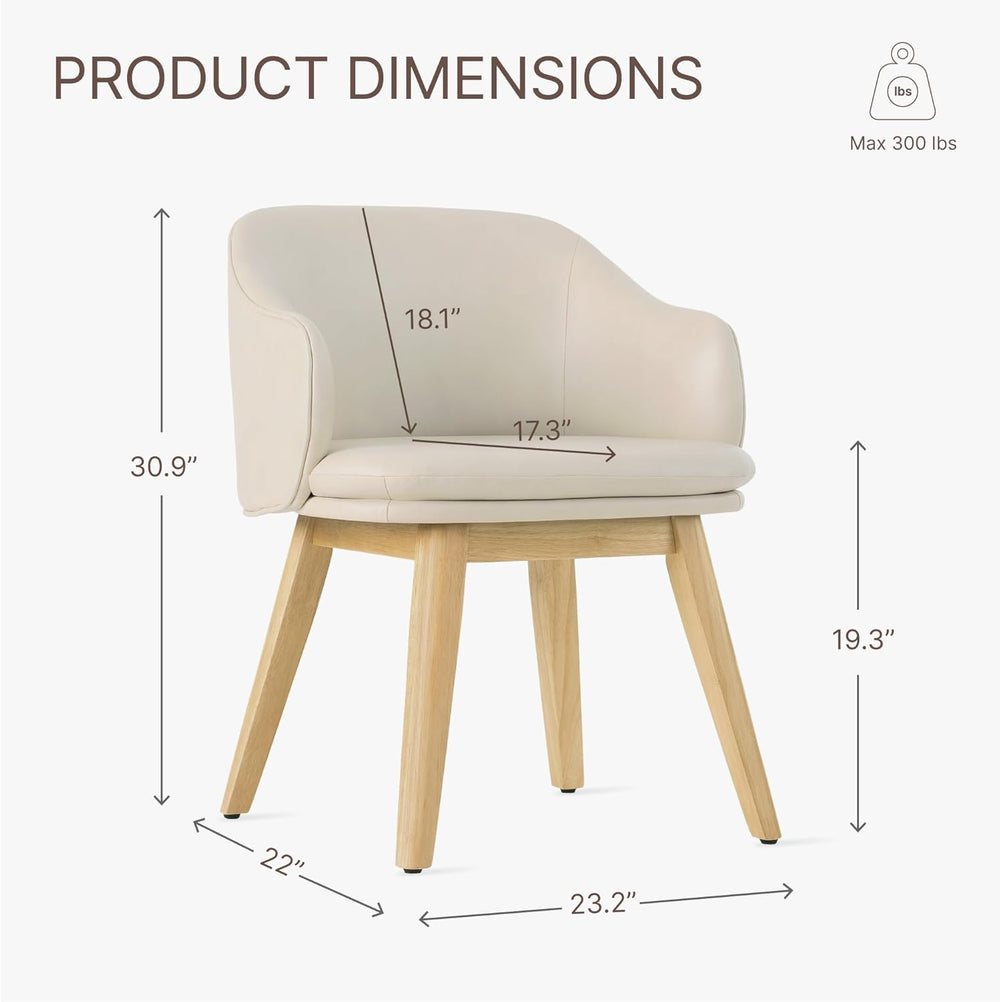 KISLOT Wooden Dining Chairs Set of 2, Faux Leather Upholstered Modern Dining ...