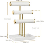 3 Tier Bracelet Holder Display - Detachable T Bar White Velvet Bracelet Holder, Jewelry Holder Organizer for Bracelet, Necklace, Watches, Rings