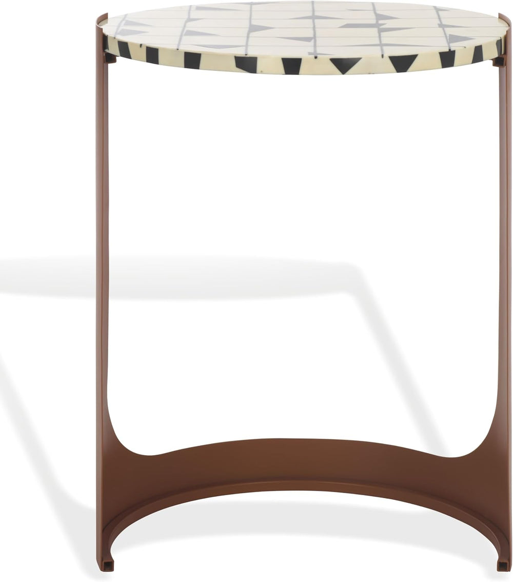 SAFAVIEH Couture Collection - Tomlinson Brown & White Metal Accent Table,...