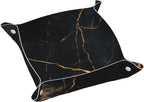 Black Marble Valet Tray Catchall Trays Key Organizer Leather Tray Night Stand Organizer Bedside Vanity Trays Decor for Entryway Table