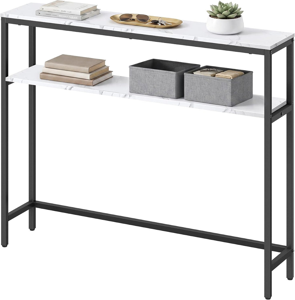 VASAGLE Console Table, 2-Tier Narrow Sofa Table with 2 Shelves, 7.9 x 39.4 x ...
