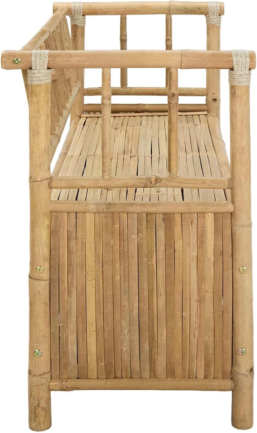 Garden Storage Bench 110 x 47 x 80 cm Bamboo Natural | Post Leg Design, Indoo...