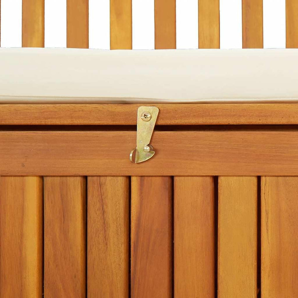 Patio Storage Bench Solid Acacia Wood Outdoor Garden Bench with Cushion, 47.2...