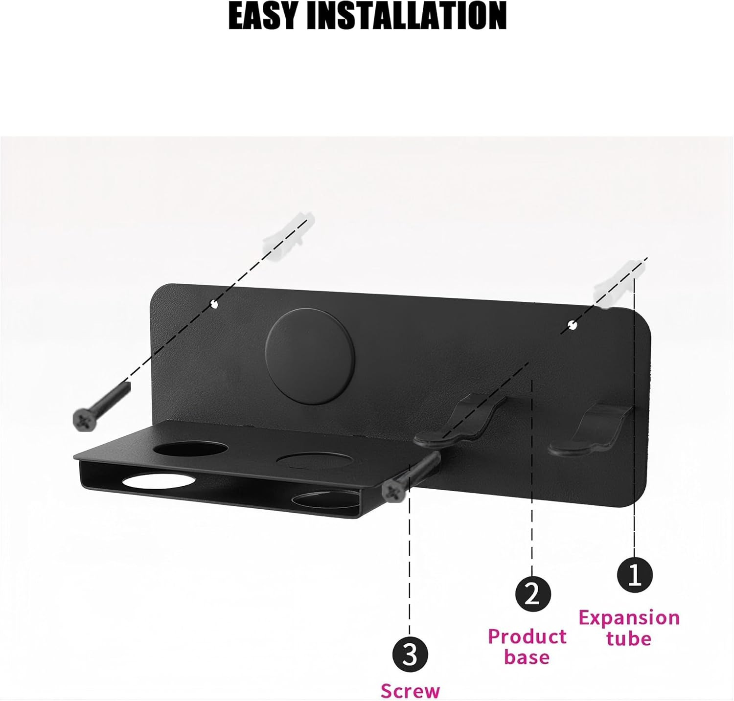 Hair Dryer Wall Mount Holder Compatible with Dyson Supersonic,Hair Styler Nozzle Attachments Organizer Storage Bracket for Bathroom