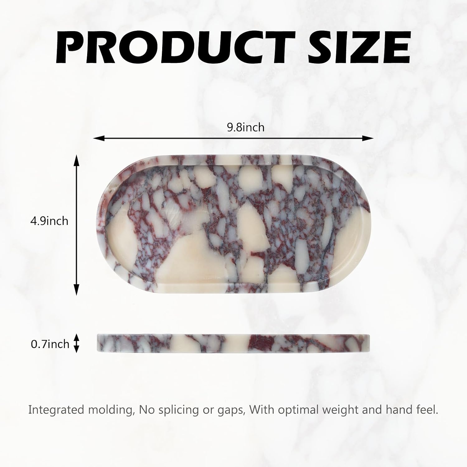 Luxury Natural Oval Marble Tray, Vanity Catchall Organizer Jewelry Decor | Small 9.8x4.9-Inch Calacatta Viola Oval Marble Vanity Tray, Catchall for Jewelry Perfume Keys, Trinket Tray Bathroom Dresser