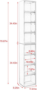 8-Tier CD Storage Cabinet, Slim DVD Shelf Narrow Bookshelf, Disassembled CD DVD Media Tower Rack with Adjustable Shelves for Home Office 11.6l'' x 9.25w'' x 70.8h'' Walnut
