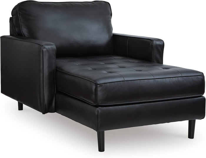 Signature Design by Ashley Bryceview Modern Tufted Chaise Lounge, No Assembly Required, Combination of Leather and Faux Leather, Indoor Relaxation, Black, 42" W