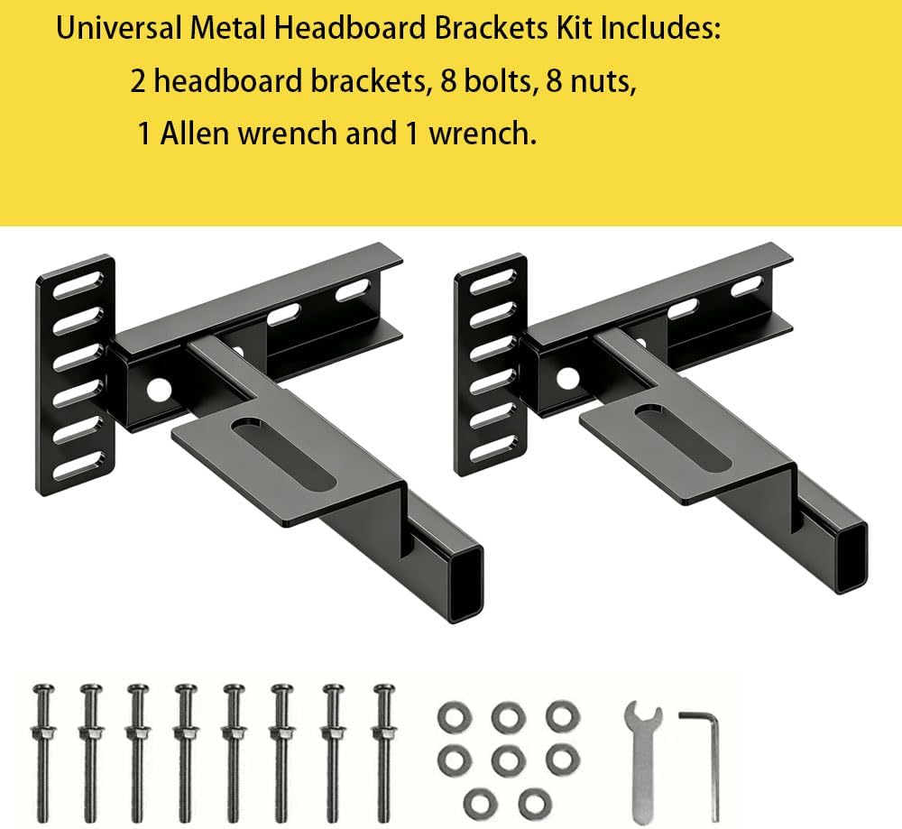 Adjustable Headboard Brackets for Metal Bed Frame, Universal Headboard Mounti...