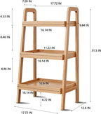 Rainbow Home Camden 3-Tier Ladder Shelf, 100% Solid Oak Wood Narrow Bookshelf & Sofa Table, Versatile Open Display Storage for Living Room, Bedroom, Kitchen, Small Spaces (Yellow)