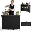 VEVOR Folding Portable Bar Table, 43.3 x 15.4 x 34.6 in, with Carry Bag, Storage Shelf, and Detachable Skirt, Quick and Easy Setup, Foldable Mobile Bartending Station for Events, Party, Tradeshow