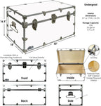 C&N Footlockers - Large Undergrad Storage Trunk w/Wheels - Made in the USA - Only STEEL Footlocker on Amazon - Durable Chest with Lid Stay - 32 x 18 x 16.5 Inches (Black)
