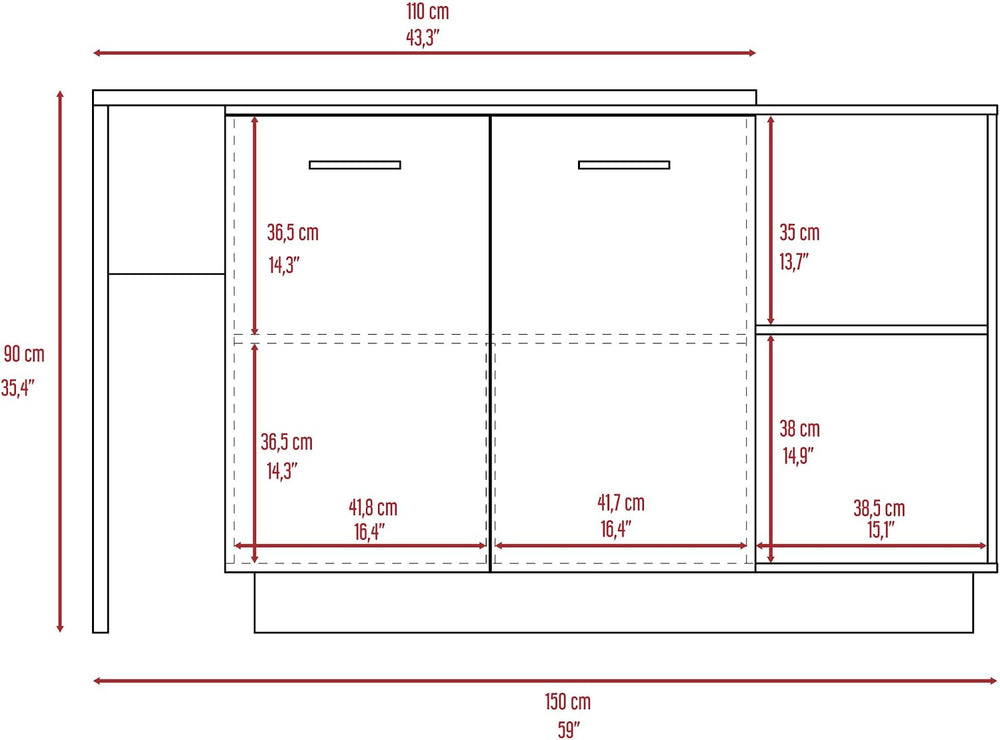 1-Drawer 3-Division Kitchen Island White with Particle Board | Modern kitchen...