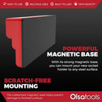 Olsa Tools Magnetic Socket Organizer (1/4-Inch Drive, 3 Row) - Magnetic Tool Organizer & Socket Holder - Tool Box Socket Organizers - SAE Red - Holds 39 Sockets - Professional Grade - Part: 1545