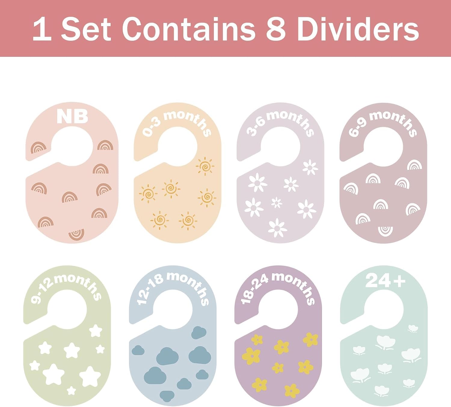 Baby Closet Dividers Durable Plastic Clothes Organizers 16 Pack | Double-Sided Dividers Wardrobe Organizer for Newborn to Toddler, Clothes Organizer by Size & Age Nursery Clothes Dividers