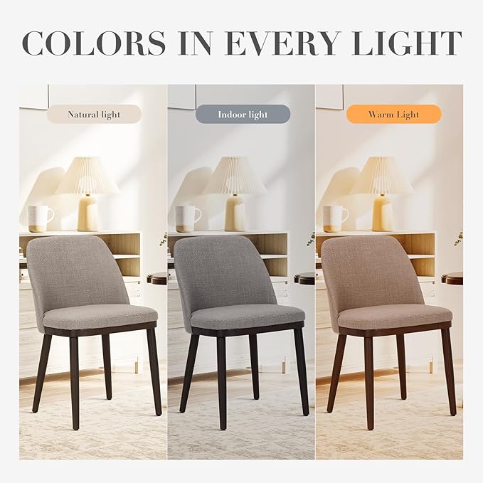 COLAMY Upholstered Dining Chairs Set of 4, Modern Kitchen Chairs with Back, Fabric Side Dining Room Chairs with Wood Legs for Kitchen Dining Room Restaurant, Camel