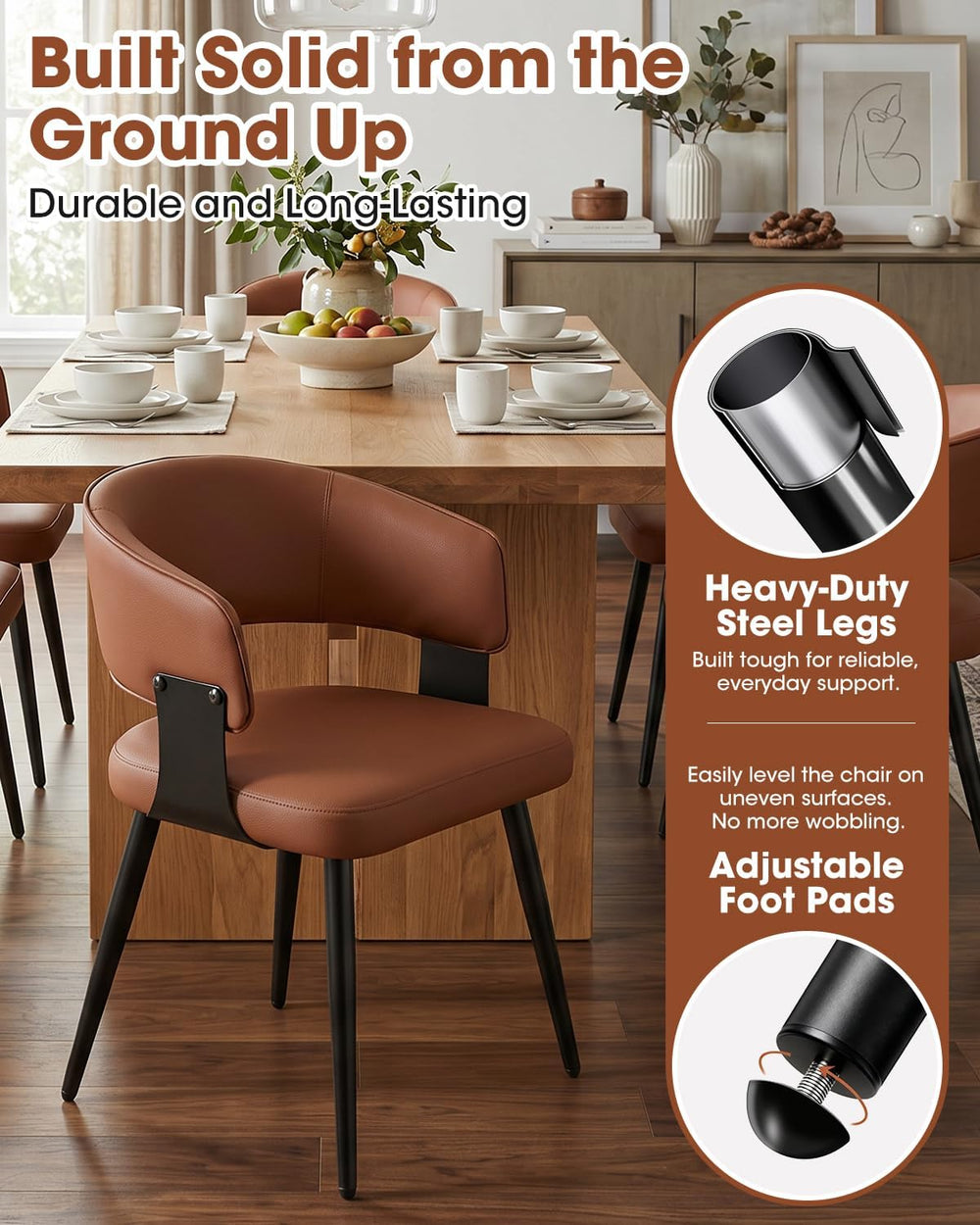 Dining Chairs Set of 4, Modern Faux Leather Kitchen Chairs