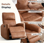 HAOMARKETS Swivel Rocker Recliner Chair Set of 2, Manual Faux Leather Glider Rocking Recliners for Adults, 360° Swivel Nursery Reclining Sofa with Padded Backrest for Living Room, Dark Brown