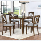 LUMISOL Dining Table Set for 4, Farmhouse Kitchen Table Set with 4 Upholstered Chairs, Wood Table and Chairs Set for Living Room, Kitchen, Dining Room, Walnut